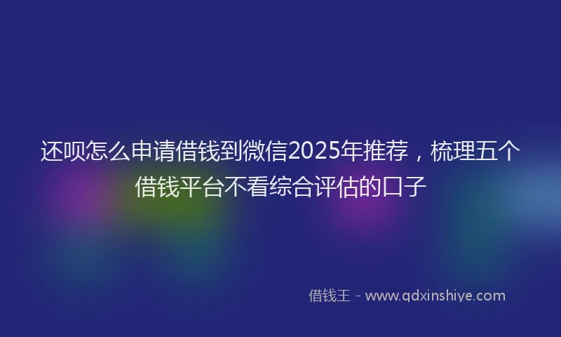 还呗怎么申请借钱到微信2025年推荐，梳理五个借钱平台不看综合评估的口子