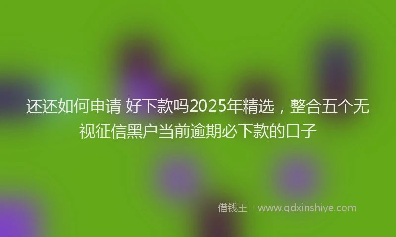 还还如何申请 好下款吗2025年精选，整合五个无视征信黑户当前逾期必下款的口子