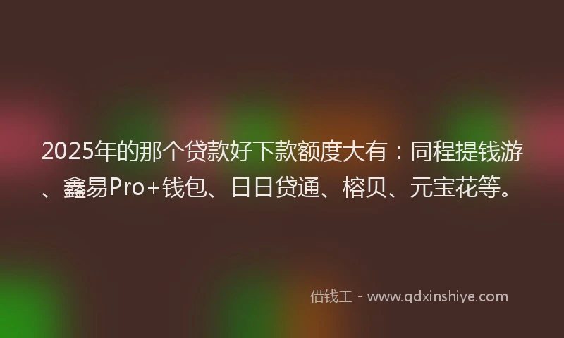 2025年的那个贷款好下款额度大有：同程提钱游、鑫易Pro+钱包、日日贷通、榕贝、元宝花等。