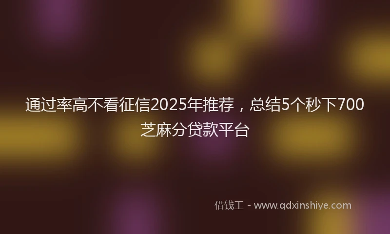 通过率高不看征信2025年推荐，总结5个秒下700芝麻分贷款平台