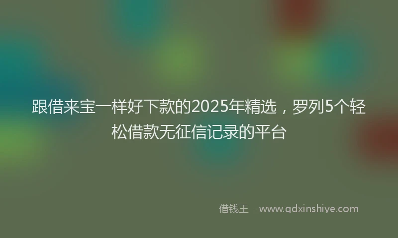 跟借来宝一样好下款的2025年精选，罗列5个轻松借款无征信记录的平台