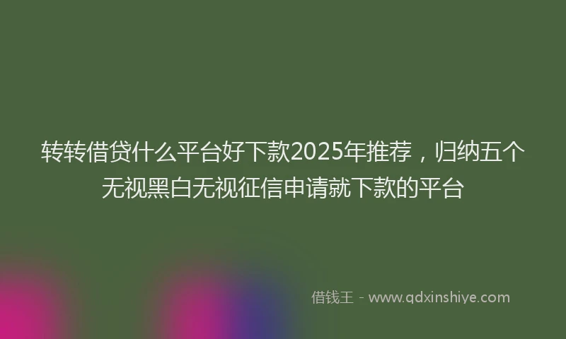 转转借贷什么平台好下款2025年推荐，归纳五个无视黑白无视征信申请就下款的平台