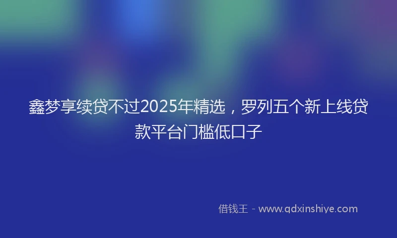 鑫梦享续贷不过2025年精选，罗列五个新上线贷款平台门槛低口子