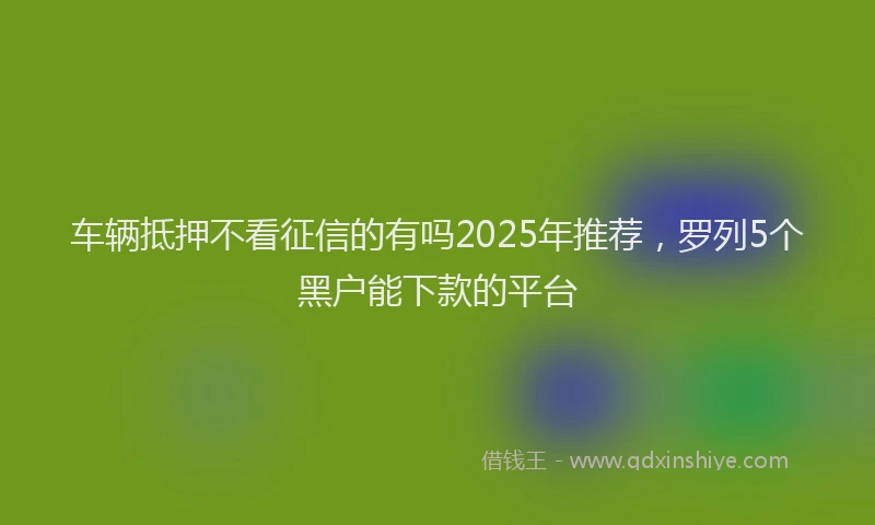 车辆抵押不看征信的有吗2025年推荐，罗列5个黑户能下款的平台