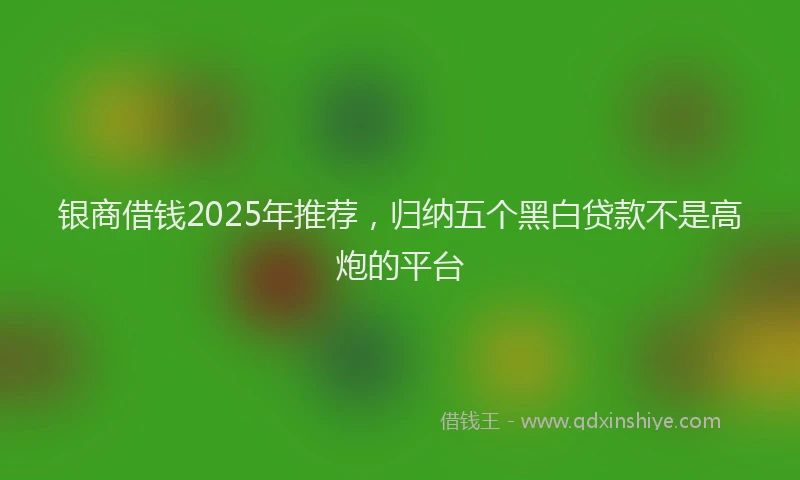 银商借钱2025年推荐，归纳五个黑白贷款不是高炮的平台
