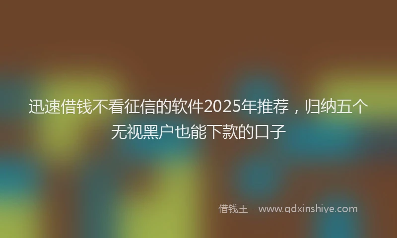 迅速借钱不看征信的软件2025年推荐，归纳五个无视黑户也能下款的口子