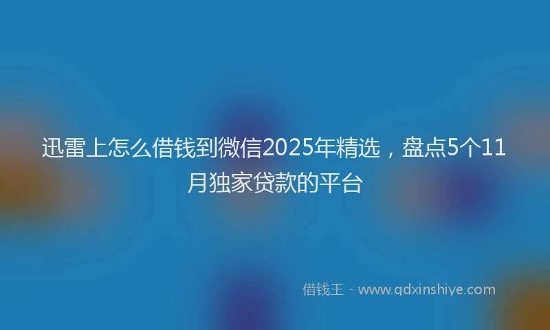 迅雷上怎么借钱到微信2025年精选，盘点5个11月独家贷款的平台