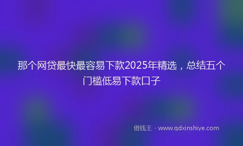 那个网贷最快最容易下款2025年精选，总结五个门槛低易下款口子