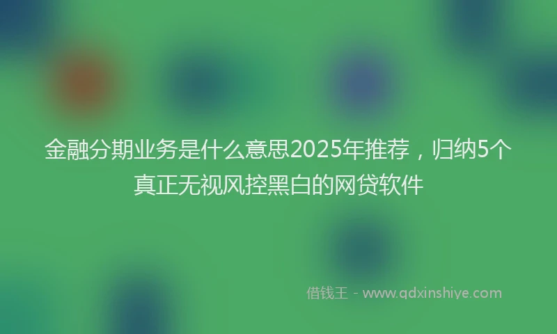 金融分期业务是什么意思2025年推荐，归纳5个真正无视风控黑白的网贷软件