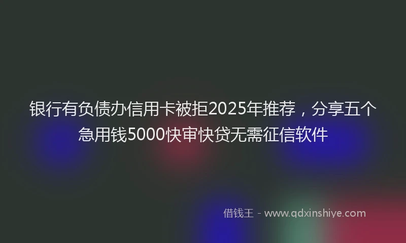 银行有负债办信用卡被拒2025年推荐，分享五个急用钱5000快审快贷无需征信软件