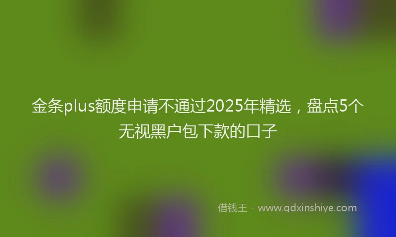 金条plus额度申请不通过2025年精选，盘点5个无视黑户包下款的口子