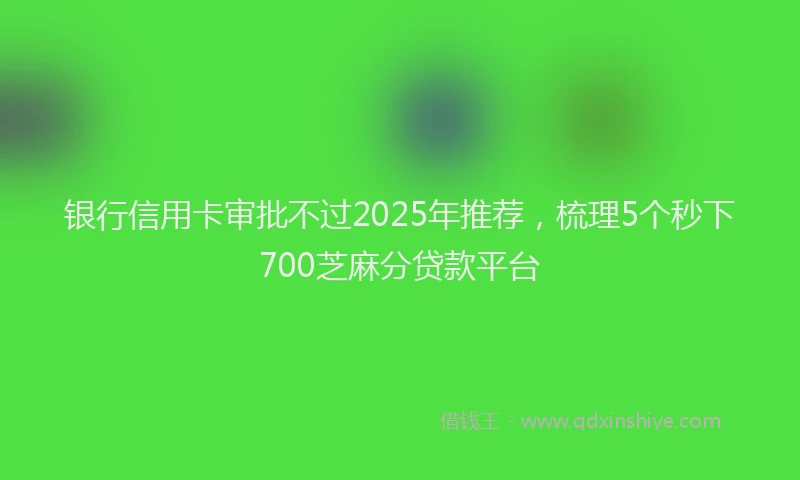 银行信用卡审批不过2025年推荐，梳理5个秒下700芝麻分贷款平台