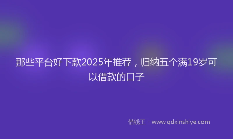 那些平台好下款2025年推荐，归纳五个满19岁可以借款的口子