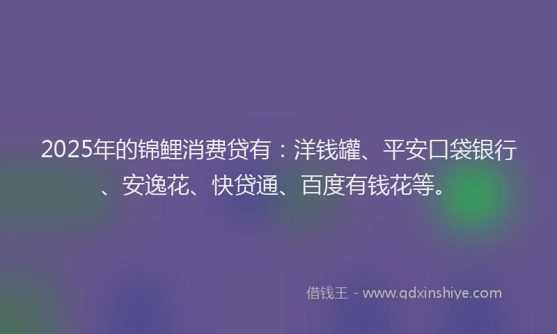 2025年的锦鲤消费贷有：洋钱罐、平安口袋银行、安逸花、快贷通、百度有钱花等。