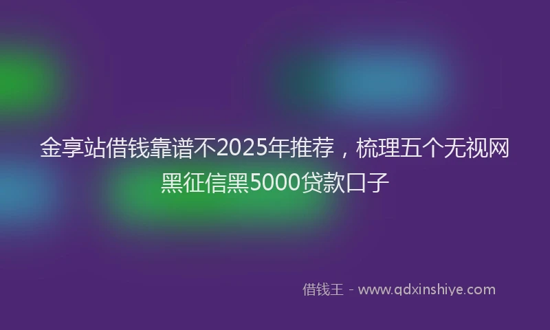 金享站借钱靠谱不2025年推荐，梳理五个无视网黑征信黑5000贷款口子