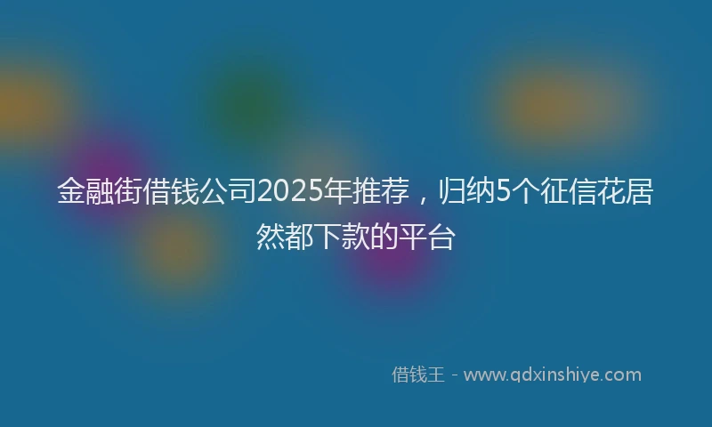 金融街借钱公司2025年推荐，归纳5个征信花居然都下款的平台