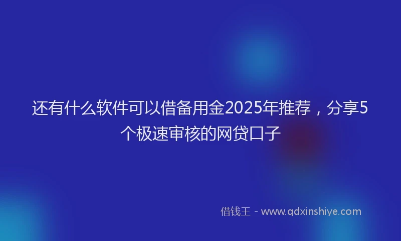 还有什么软件可以借备用金2025年推荐，分享5个极速审核的网贷口子