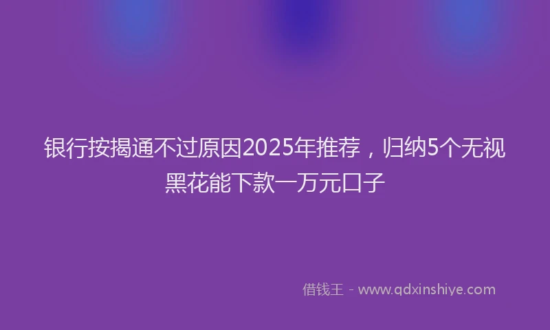 银行按揭通不过原因2025年推荐，归纳5个无视黑花能下款一万元口子