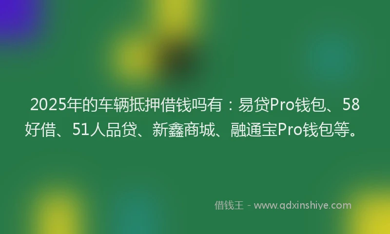 2025年的车辆抵押借钱吗有：易贷Pro钱包、58好借、51人品贷、新鑫商城、融通宝Pro钱包等。