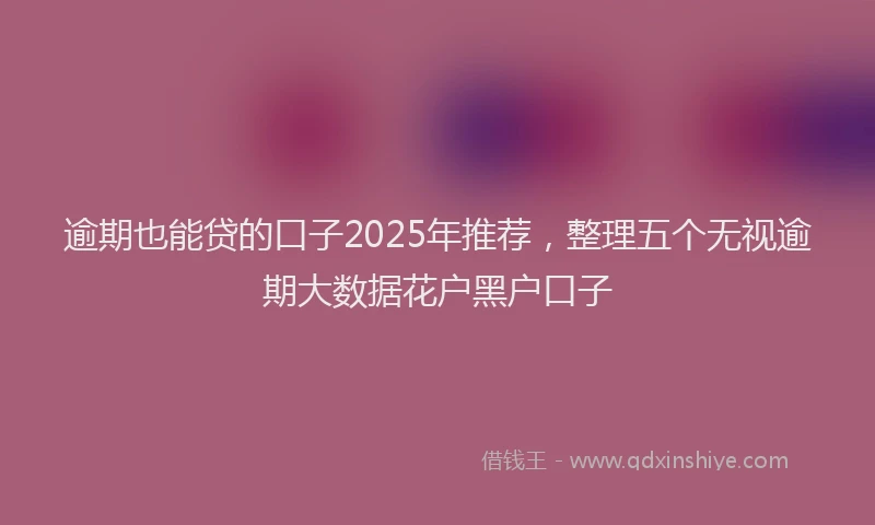 逾期也能贷的口子2025年推荐，整理五个无视逾期大数据花户黑户口子