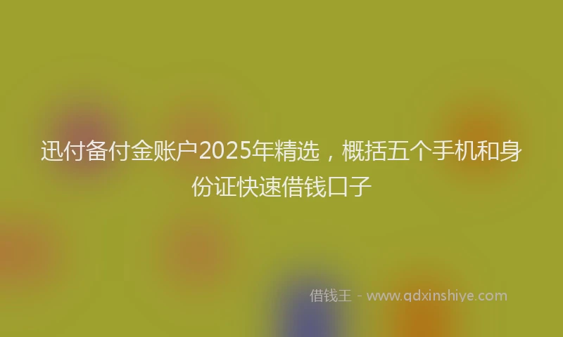 迅付备付金账户2025年精选，概括五个手机和身份证快速借钱口子