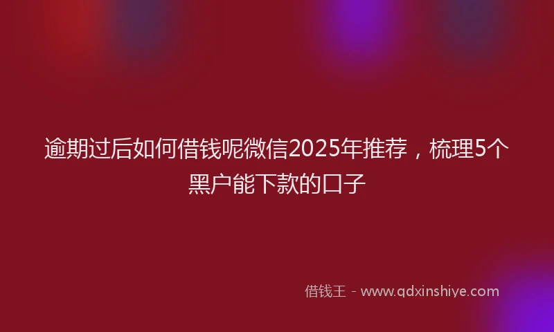 逾期过后如何借钱呢微信2025年推荐，梳理5个黑户能下款的口子