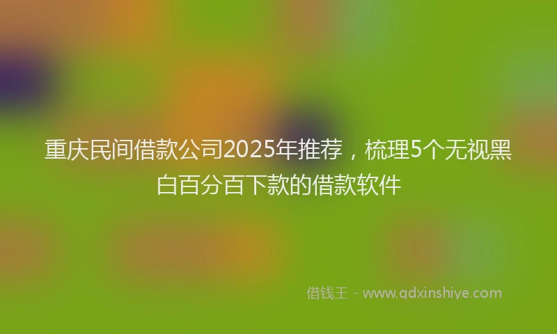 重庆民间借款公司2025年推荐，梳理5个无视黑白百分百下款的借款软件