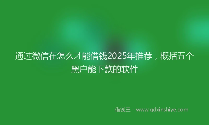 通过微信在怎么才能借钱2025年推荐，概括五个黑户能下款的软件