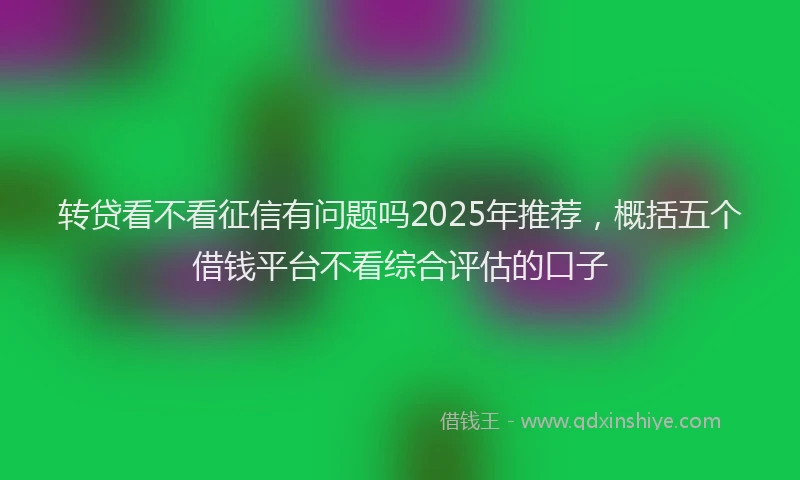 转贷看不看征信有问题吗2025年推荐，概括五个借钱平台不看综合评估的口子