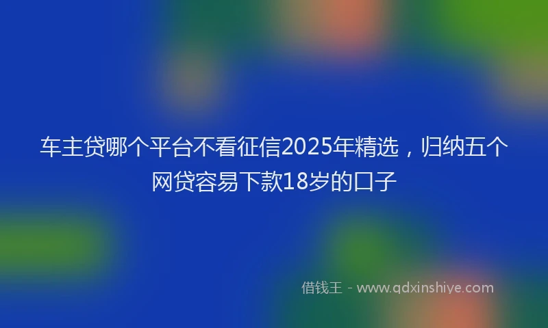 车主贷哪个平台不看征信2025年精选，归纳五个网贷容易下款18岁的口子