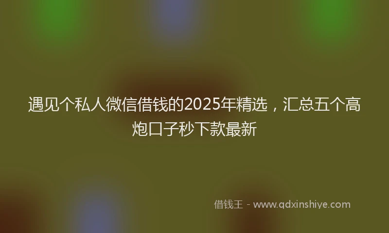 遇见个私人微信借钱的2025年精选，汇总五个高炮口子秒下款最新