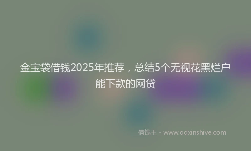 金宝袋借钱2025年推荐，总结5个无视花黑烂户能下款的网贷