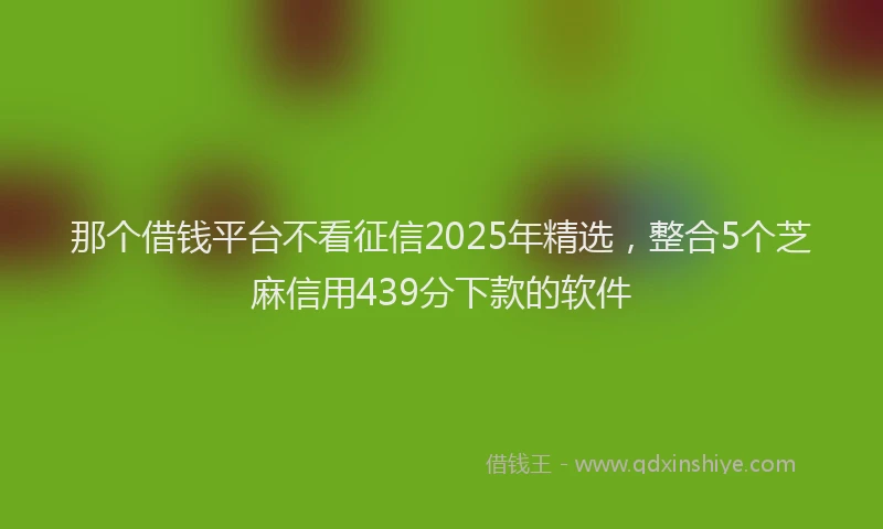 那个借钱平台不看征信2025年精选，整合5个芝麻信用439分下款的软件