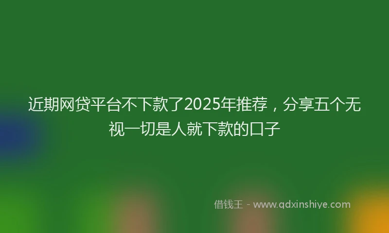 近期网贷平台不下款了2025年推荐，分享五个无视一切是人就下款的口子