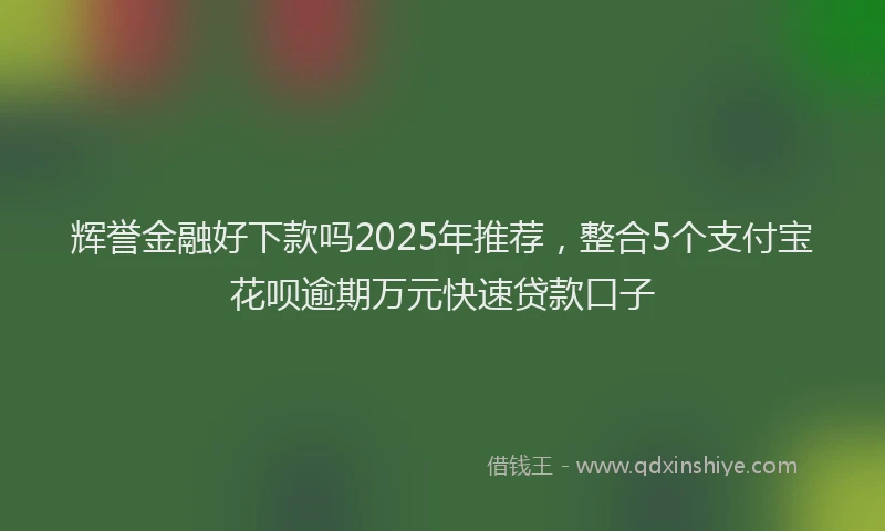 辉誉金融好下款吗2025年推荐，整合5个支付宝花呗逾期万元快速贷款口子