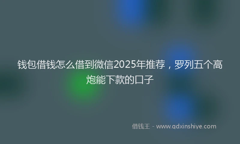 钱包借钱怎么借到微信2025年推荐，罗列五个高炮能下款的口子