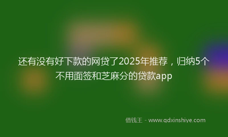 还有没有好下款的网贷了2025年推荐，归纳5个不用面签和芝麻分的贷款app