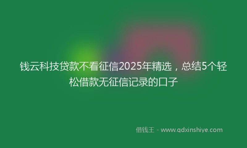 钱云科技贷款不看征信2025年精选，总结5个轻松借款无征信记录的口子