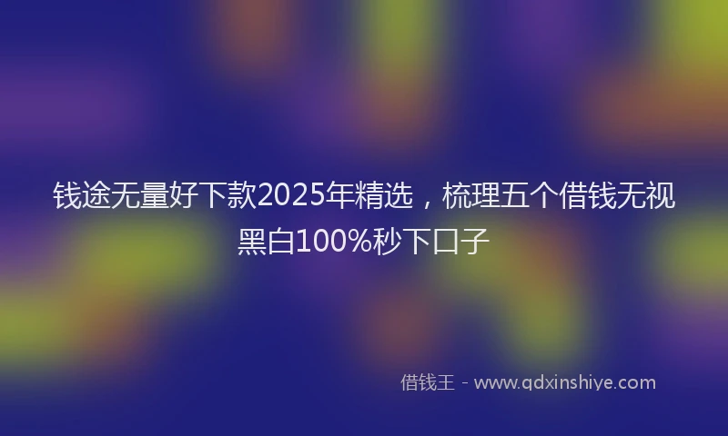 钱途无量好下款2025年精选，梳理五个借钱无视黑白100%秒下口子