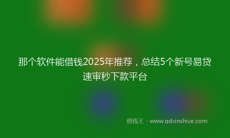 那个软件能借钱2025年推荐，总结5个新号易贷速审秒下款平台