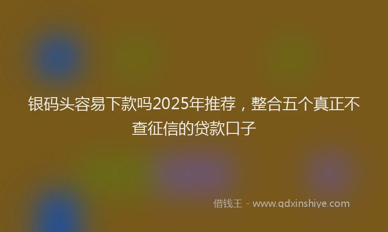 银码头容易下款吗2025年推荐，整合五个真正不查征信的贷款口子