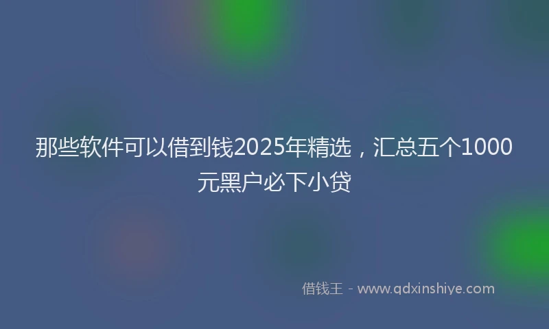 那些软件可以借到钱2025年精选，汇总五个1000元黑户必下小贷