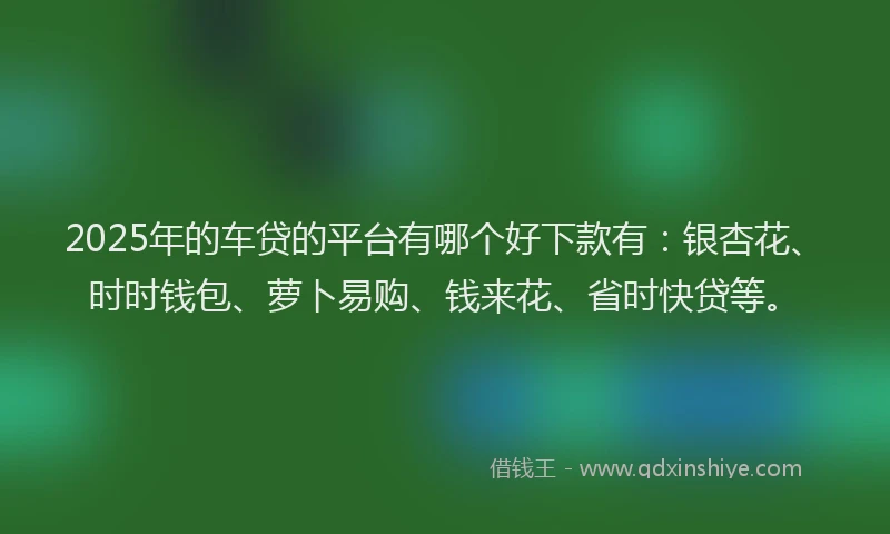 2025年的车贷的平台有哪个好下款有：银杏花、时时钱包、萝卜易购、钱来花、省时快贷等。