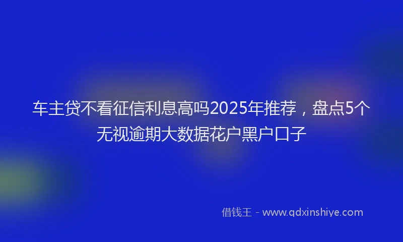车主贷不看征信利息高吗2025年推荐，盘点5个无视逾期大数据花户黑户口子
