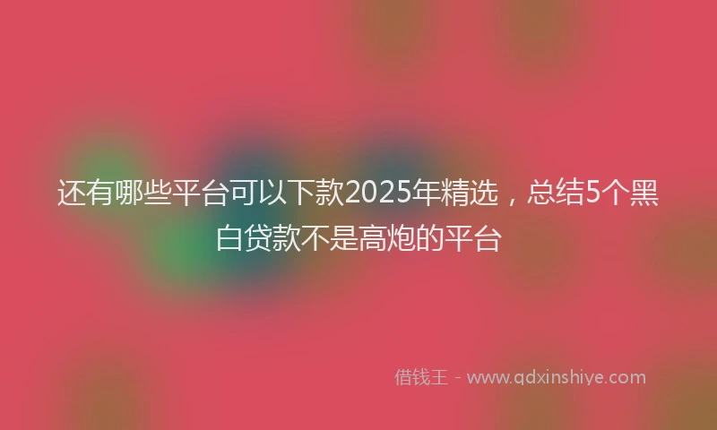 还有哪些平台可以下款2025年精选，总结5个黑白贷款不是高炮的平台