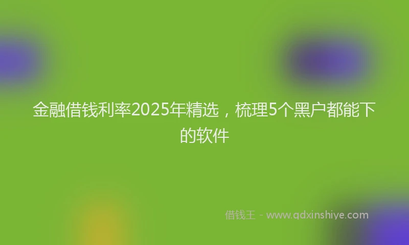 金融借钱利率2025年精选，梳理5个黑户都能下的软件