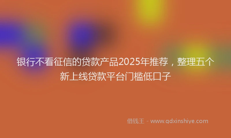 银行不看征信的贷款产品2025年推荐，整理五个新上线贷款平台门槛低口子