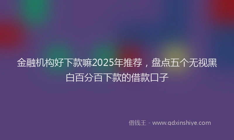 金融机构好下款嘛2025年推荐，盘点五个无视黑白百分百下款的借款口子