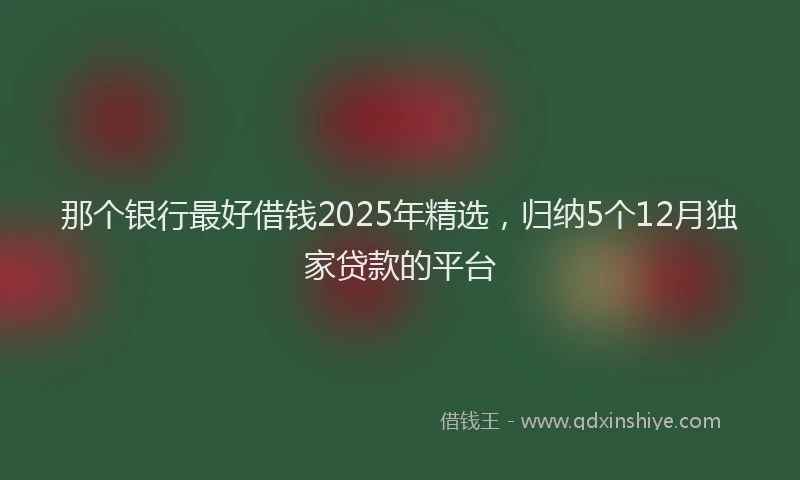 那个银行最好借钱2025年精选，归纳5个12月独家贷款的平台