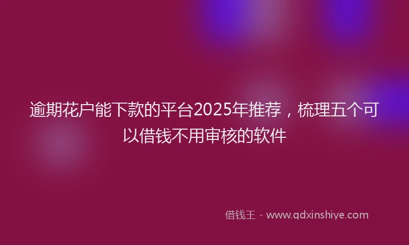 逾期花户能下款的平台2025年推荐，梳理五个可以借钱不用审核的软件